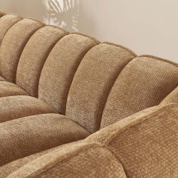 Divano lineare MATILDA 3 posti in tessuto ciniglia terracotta