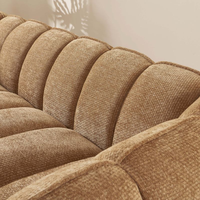 Divano lineare MATILDA 3 posti in tessuto ciniglia terracotta