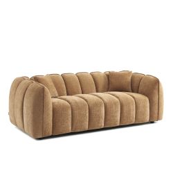 Divano lineare MATILDA 3 posti in tessuto ciniglia terracotta