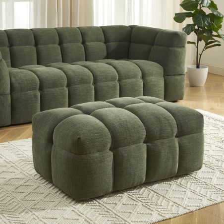 Pouf MOODY in tessuto di lino verde