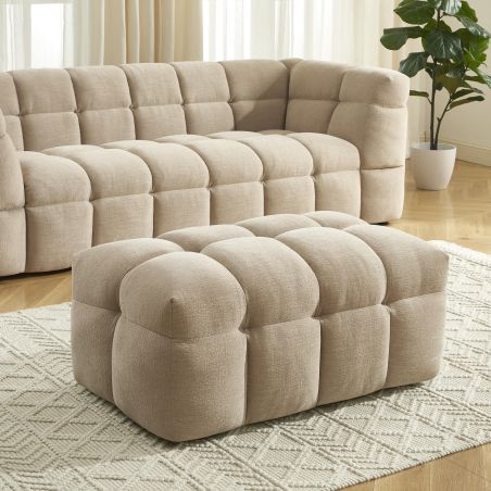 Pouf MOODY in tessuto di lino beige