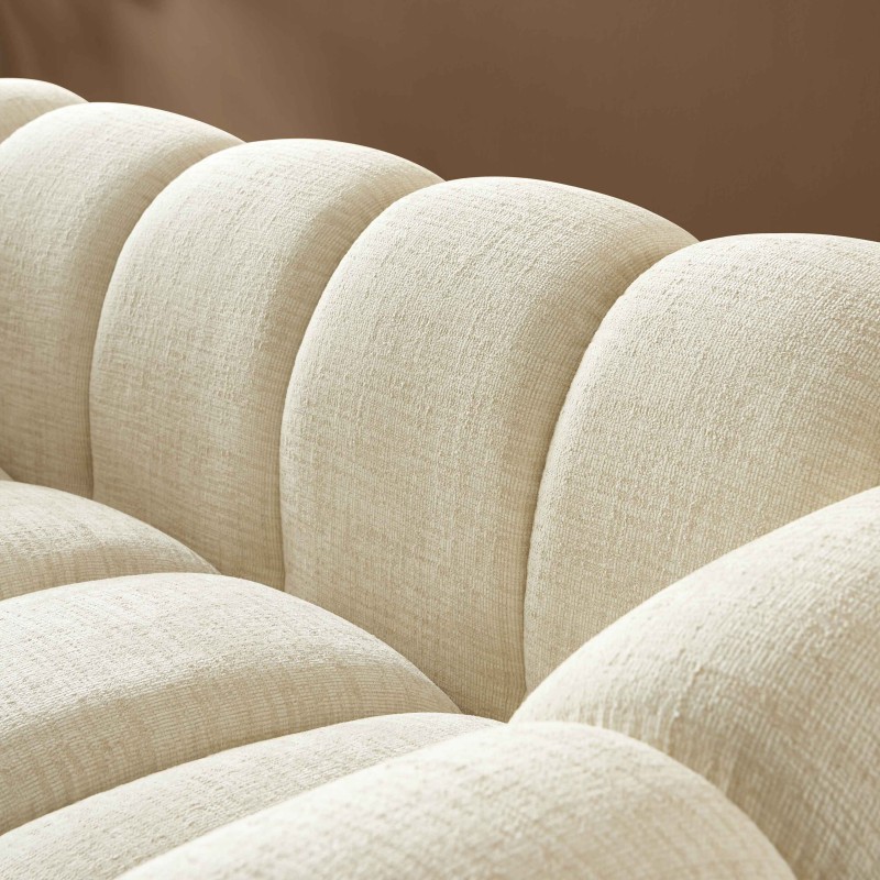 Canapé droit SUNNY 2 places tissu tweed écru