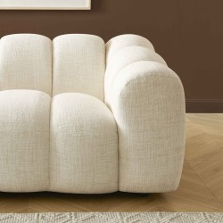 Canapé droit SUNNY 2 places tissu tweed écru