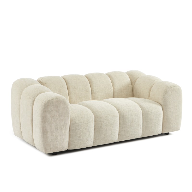 Canapé droit SUNNY 2 places tissu tweed écru