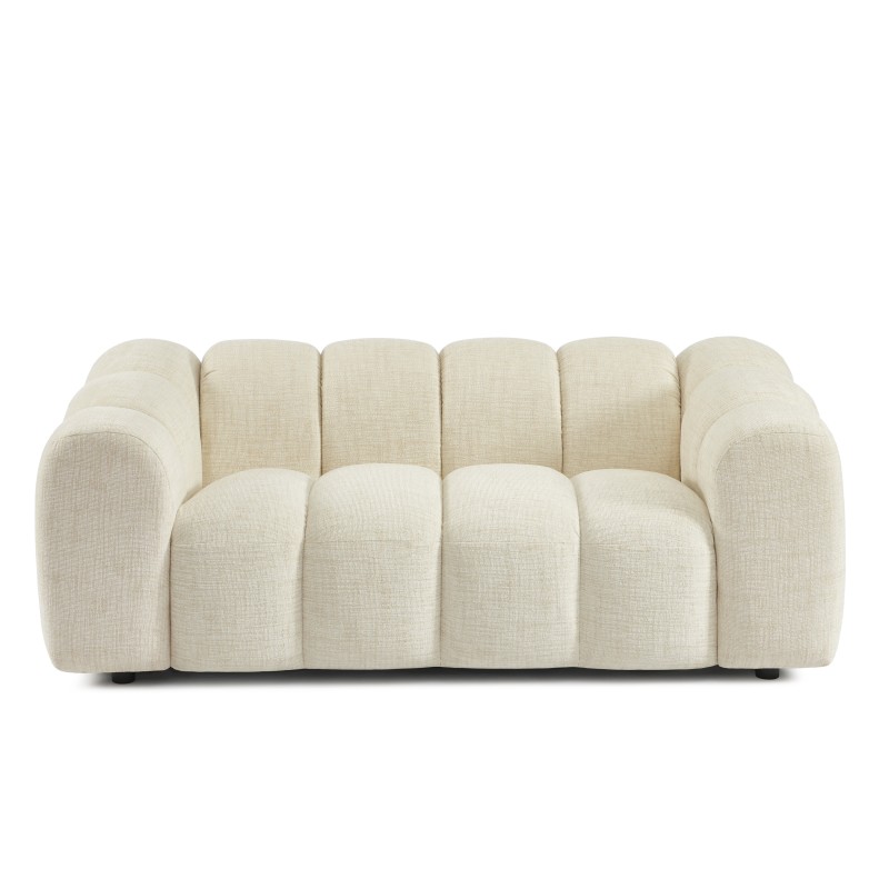 Canapé droit SUNNY 2 places tissu tweed écru