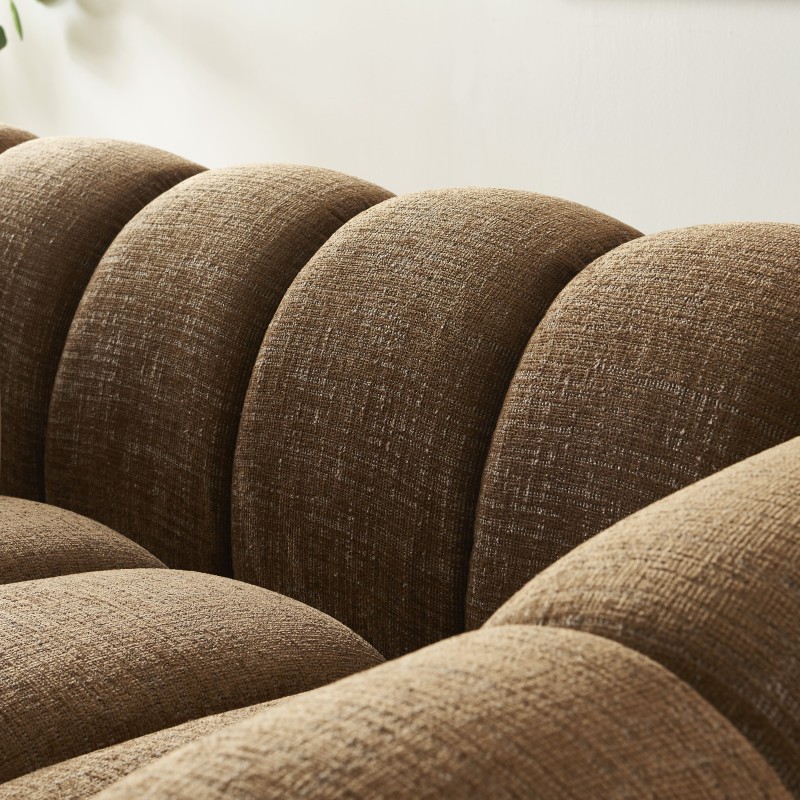 Canapé droit SUNNY 2 places tissu tweed marron