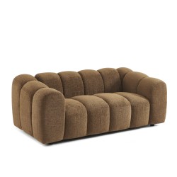 Canapé droit SUNNY 2 places tissu tweed marron