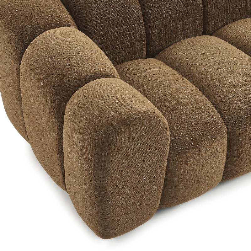 Canapé droit SUNNY 2 places tissu tweed marron