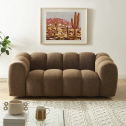 Canapé droit SUNNY 2 places tissu tweed marron