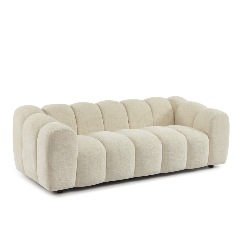 Gerades Sofa SUNNY 3-Sitzer, ecrufarbener Tweedstoff