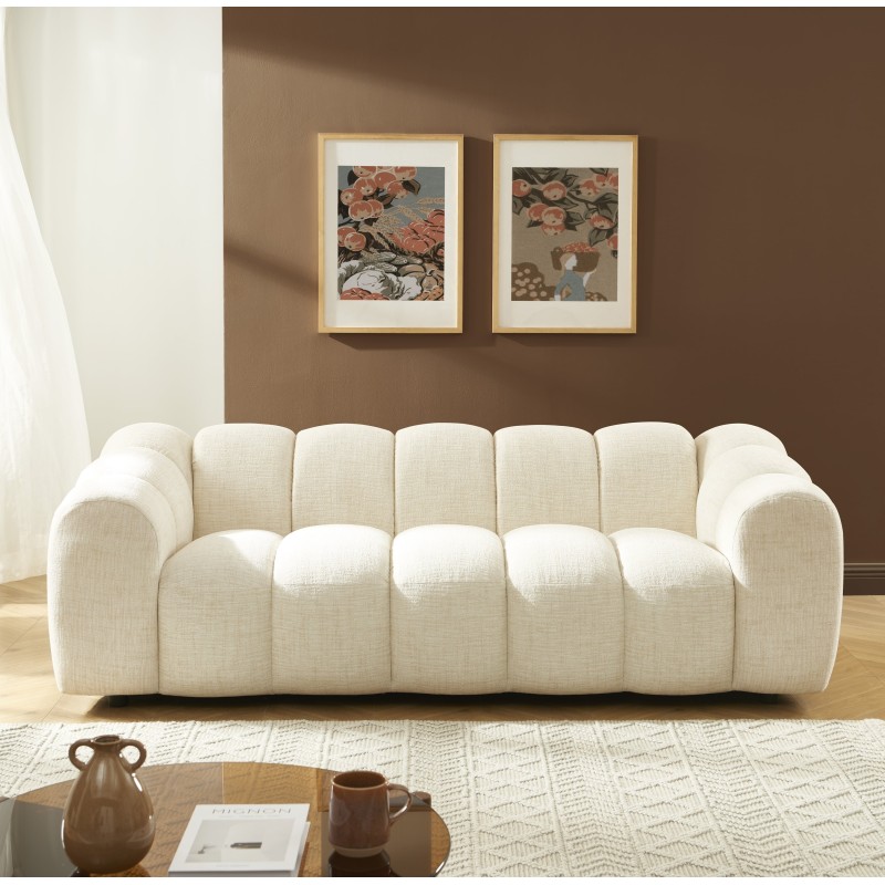 Gerades Sofa SUNNY 3-Sitzer, ecrufarbener Tweedstoff