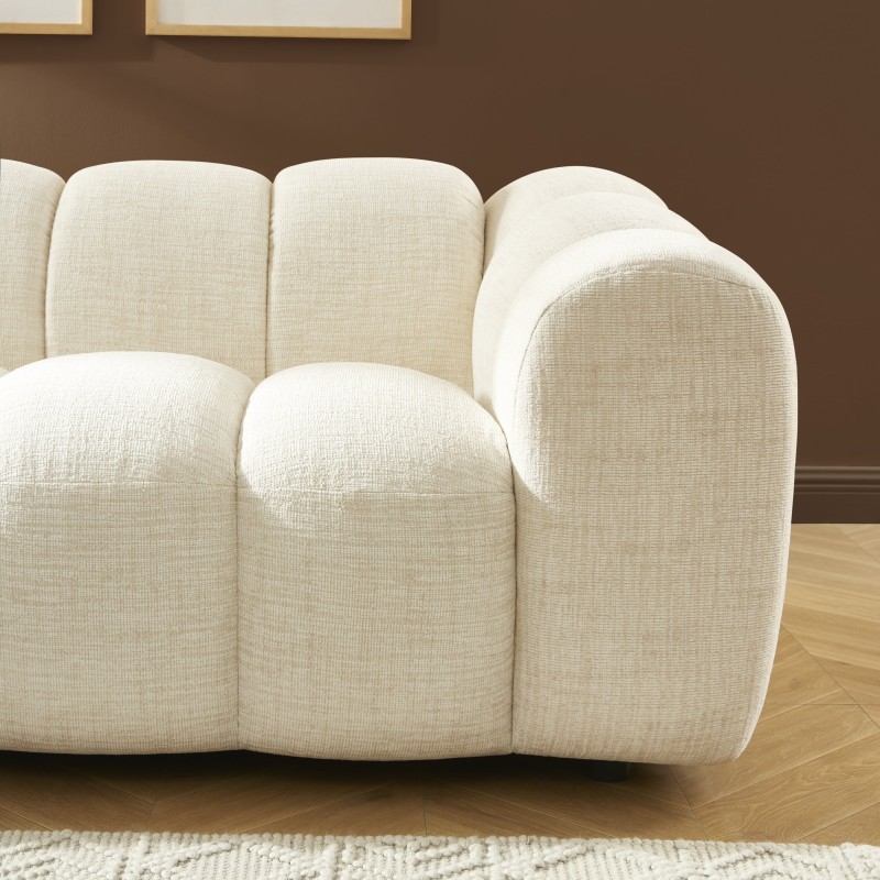 Gerades Sofa SUNNY 3-Sitzer, ecrufarbener Tweedstoff