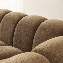 Canapé droit SUNNY 3 places tissu tweed marron