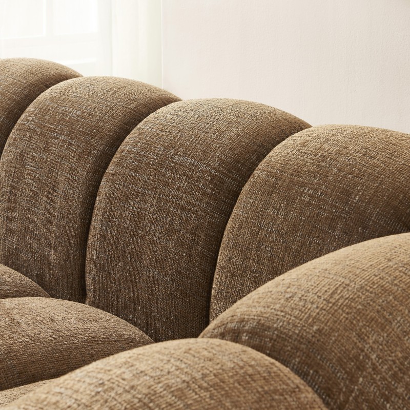 Canapé droit SUNNY 3 places tissu tweed marron