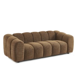 Canapé droit SUNNY 3 places tissu tweed marron