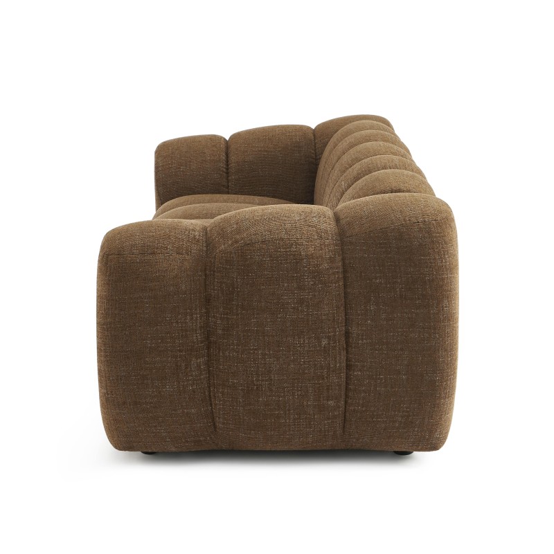 Canapé droit SUNNY 3 places tissu tweed marron