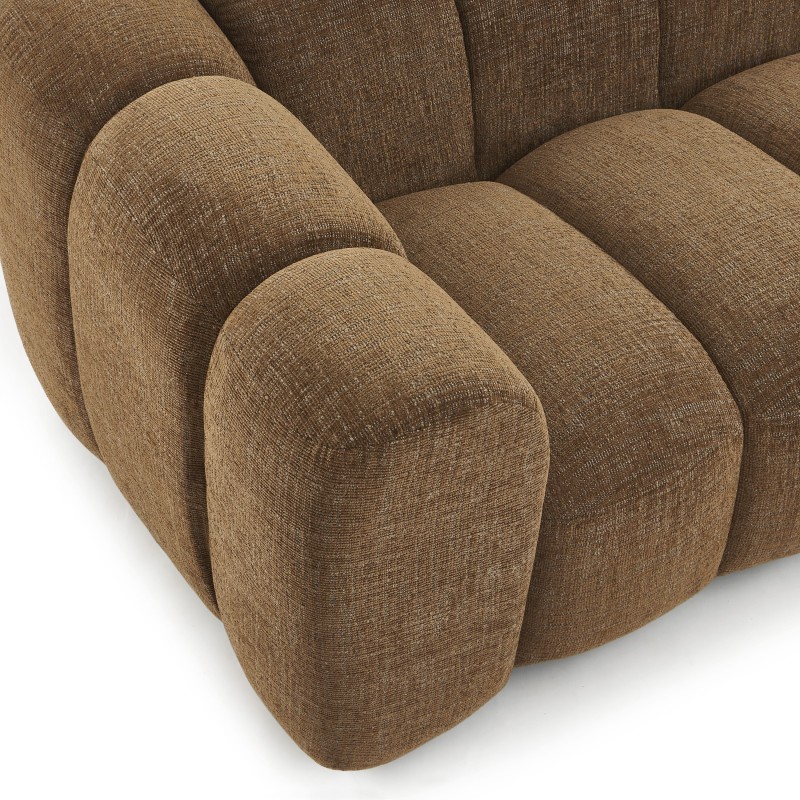 Canapé droit SUNNY 3 places tissu tweed marron