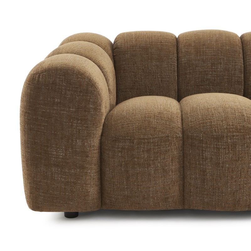 Canapé droit SUNNY 3 places tissu tweed marron