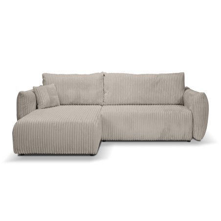 Umbaubares und wendbares Ecksofa GLORIA 4-Sitzer aus taupefarbenem Cord
