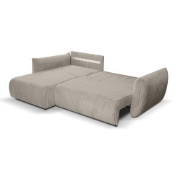 Canapé d'angle convertible et réversible GLORIA 4 places velours côtelé taupe
