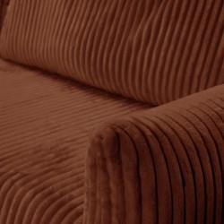 Divano angolare convertibile e reversibile GLORIA 4 posti in velluto a coste terracotta