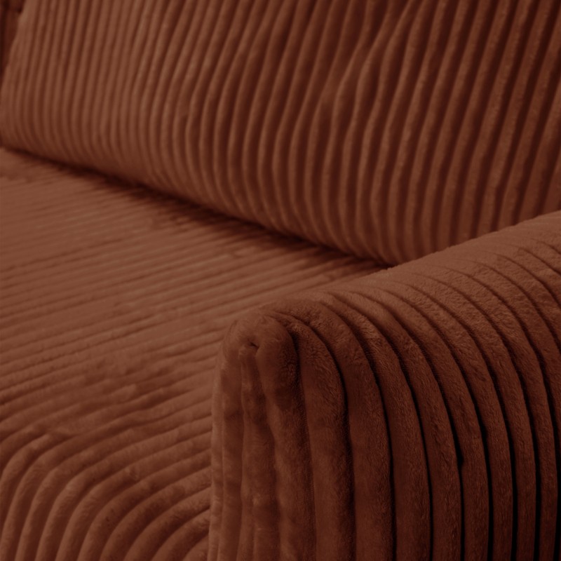 Divano angolare convertibile e reversibile GLORIA 4 posti in velluto a coste terracotta