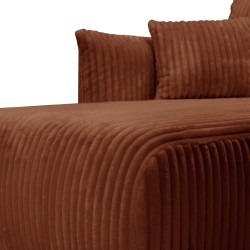 Divano angolare convertibile e reversibile GLORIA 4 posti in velluto a coste terracotta
