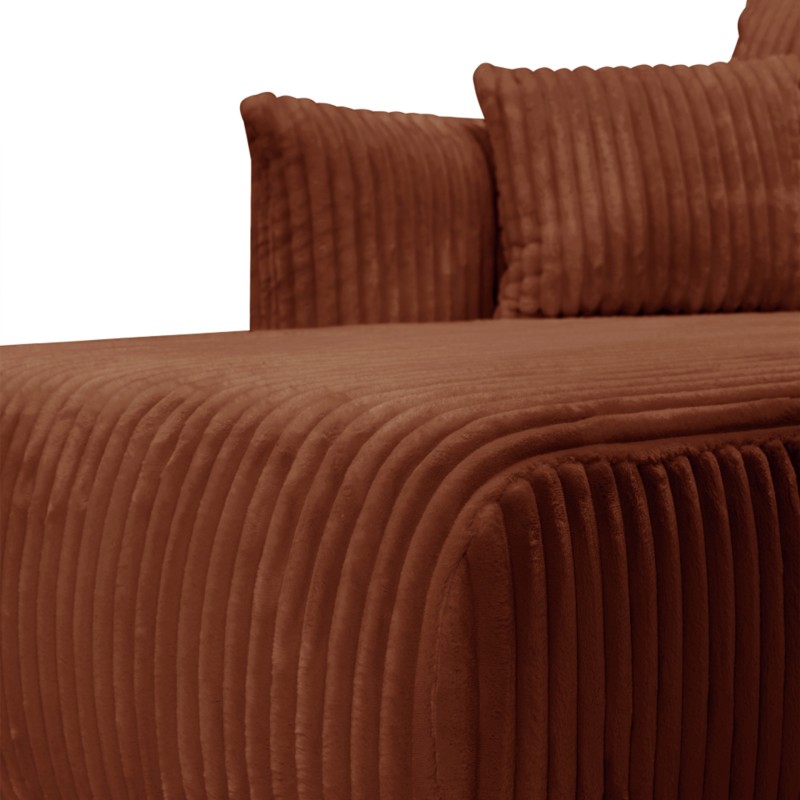 Divano angolare convertibile e reversibile GLORIA 4 posti in velluto a coste terracotta