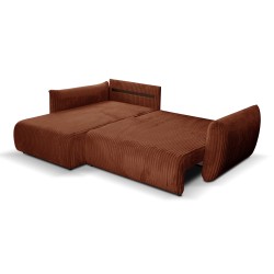 Divano angolare convertibile e reversibile GLORIA 4 posti in velluto a coste terracotta