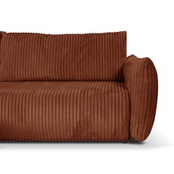 Divano angolare convertibile e reversibile GLORIA 4 posti in velluto a coste terracotta