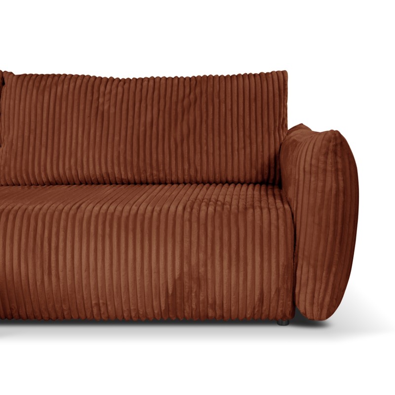 Divano angolare convertibile e reversibile GLORIA 4 posti in velluto a coste terracotta