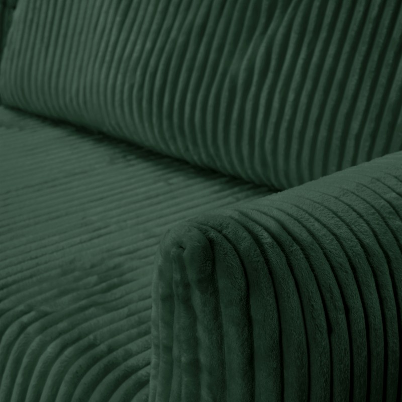 Divano angolare convertibile e reversibile GLORIA 4 posti in velluto a coste verde kaki