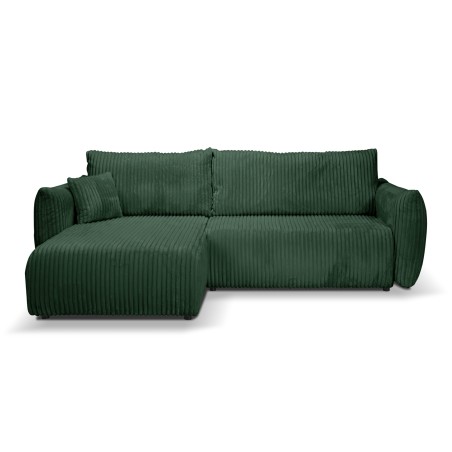 Umbaubares und wendbares Ecksofa GLORIA 4-Sitzer aus khakigrünem Cord
