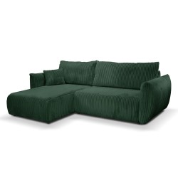 Divano angolare convertibile e reversibile GLORIA 4 posti in velluto a coste verde kaki