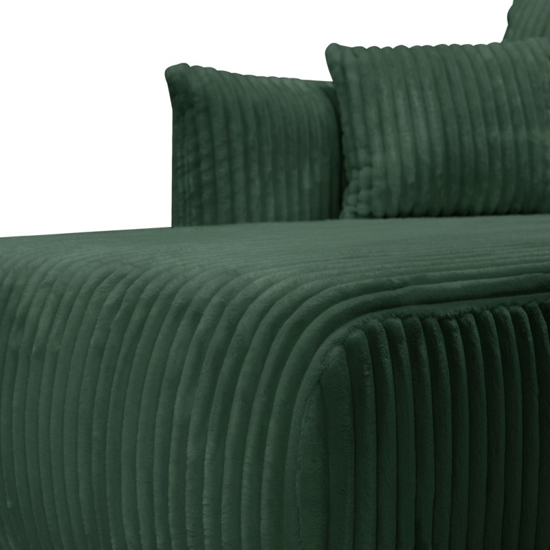 Divano angolare convertibile e reversibile GLORIA 4 posti in velluto a coste verde kaki