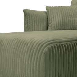 Umbaubares und wendbares Ecksofa GLORIA 4-Sitzer, grün salbeifarbener Cord