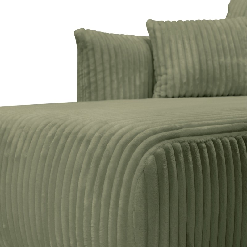 Umbaubares und wendbares Ecksofa GLORIA 4-Sitzer, grün salbeifarbener Cord
