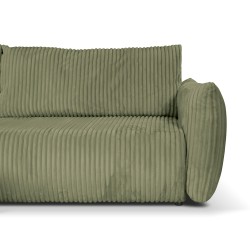 Umbaubares und wendbares Ecksofa GLORIA 4-Sitzer, grün salbeifarbener Cord