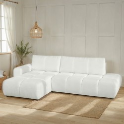 Ecksofa SORELLA mit 4 Sitzplätzen, aus Chenille-Stoff, ecru