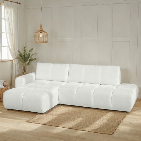 Ecksofa SORELLA mit 4 Sitzplätzen, aus Chenille-Stoff, ecru