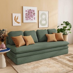 Panca convertibile NOMA 3 posti in tessuto bouclé verde kaki