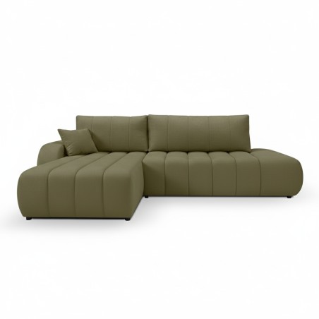 Ecksofa links, umbaubar, BELEM, 4/5-Sitzer, Stoff Chenille khaki grün