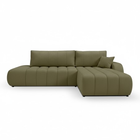Ecksofa BELEM 4/5-Sitzer, rechts, mit Chenille-Bezug in Grün
