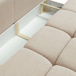 Divano letto TASCA 3 posti in tessuto bouclé color tortora