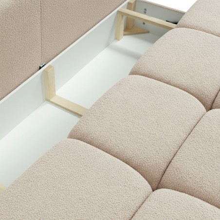 Gerades Schlafsofa TASCA 3-Sitzer mit taupefarbenem Bouclé-Stoffbezug