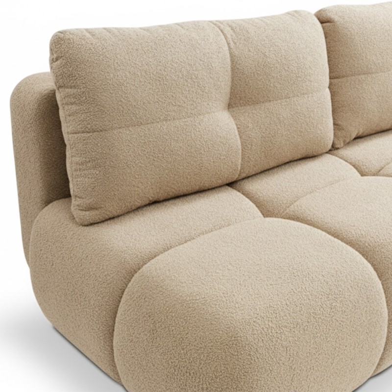Divano letto TASCA 3 posti in tessuto bouclé color tortora