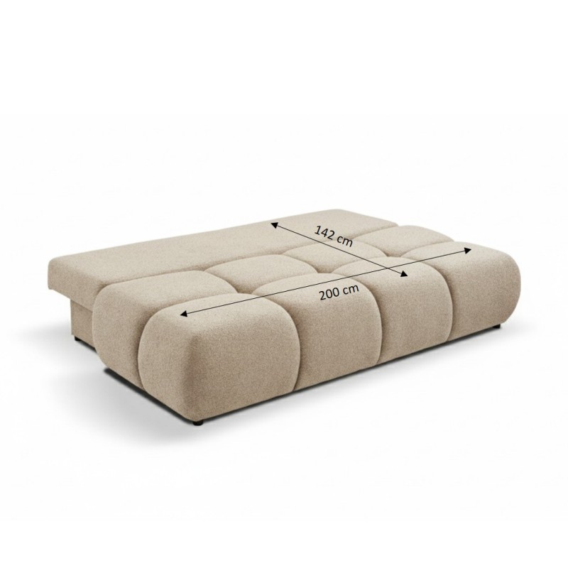 Divano letto TASCA 3 posti in tessuto bouclé color tortora