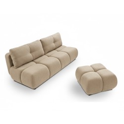 Divano letto TASCA 3 posti in tessuto bouclé color tortora