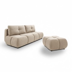 Divano letto TASCA 3 posti in tessuto bouclé color tortora