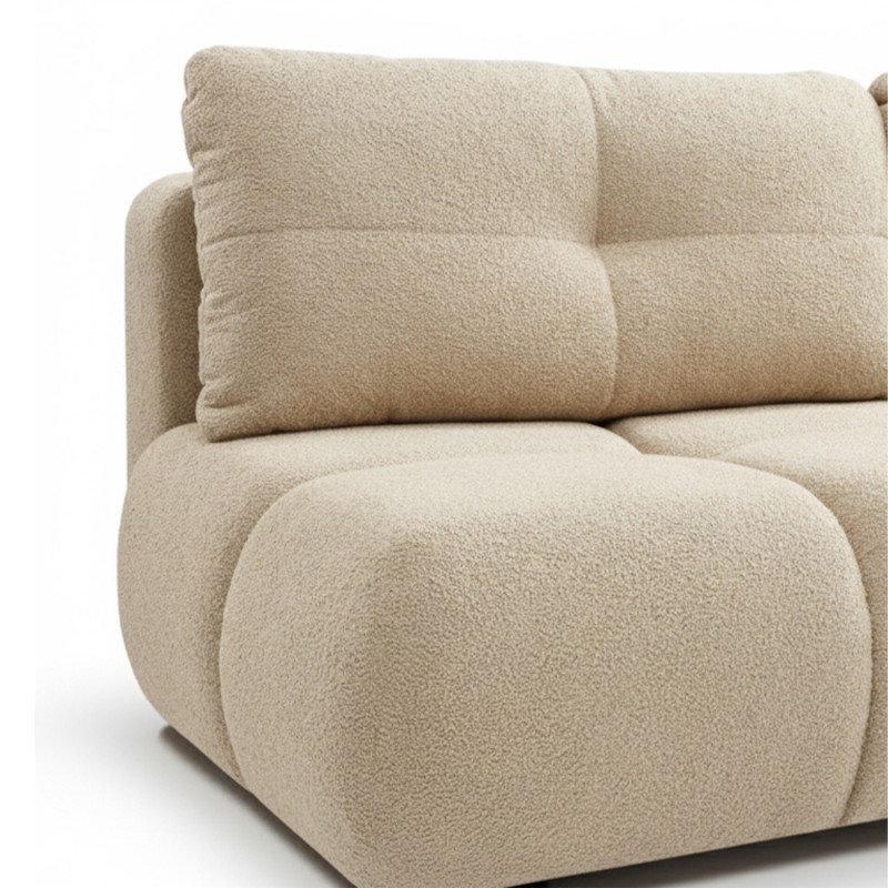 Divano letto TASCA 3 posti in tessuto bouclé color tortora